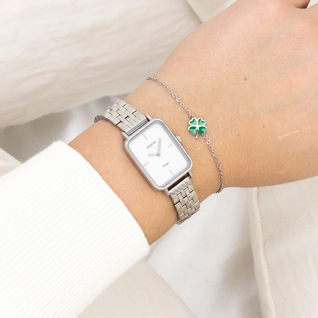 Silver coloured OOZOO watch with stainless steel bracelet - C20416