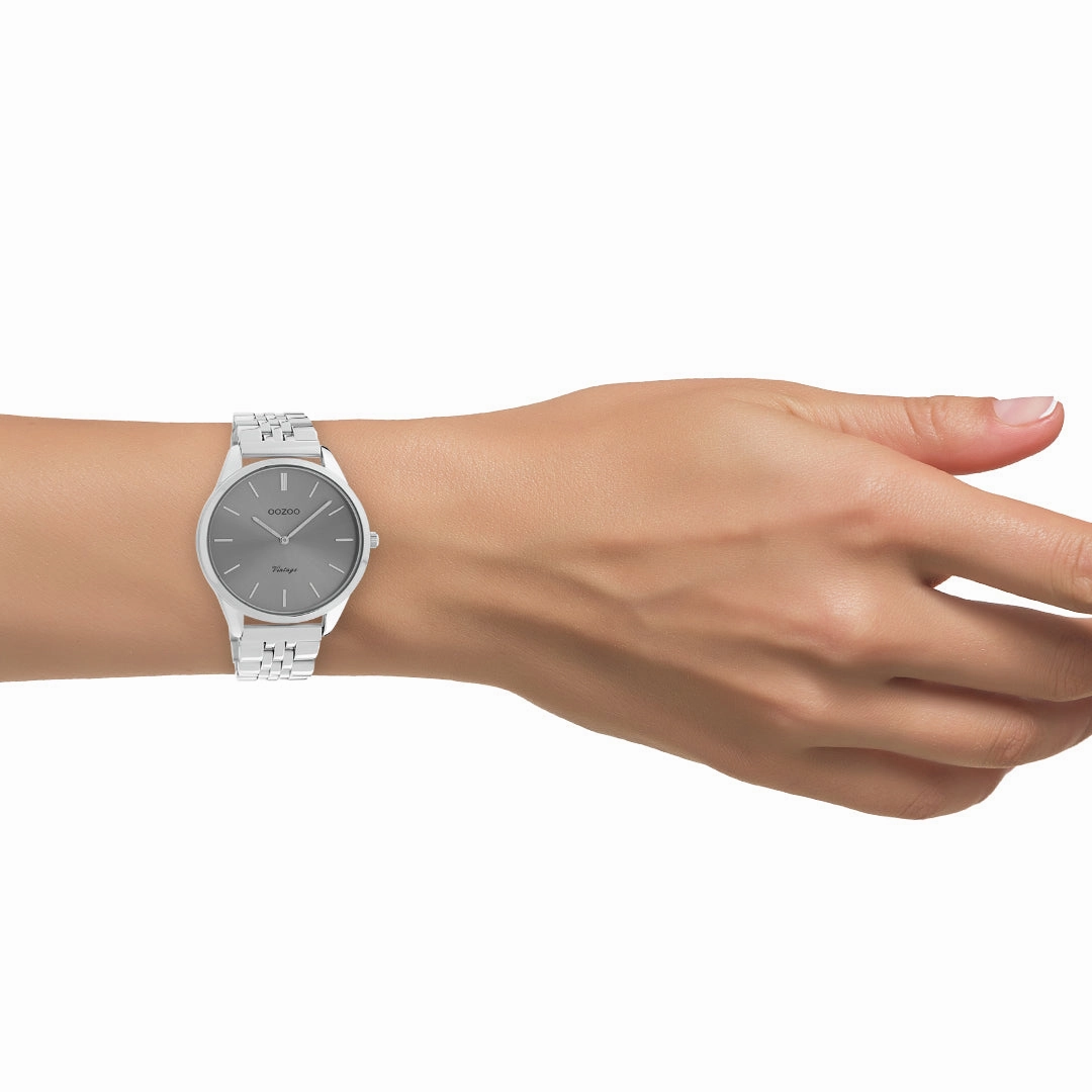 Silver coloured OOZOO watch with stainless steel bracelet - C9983