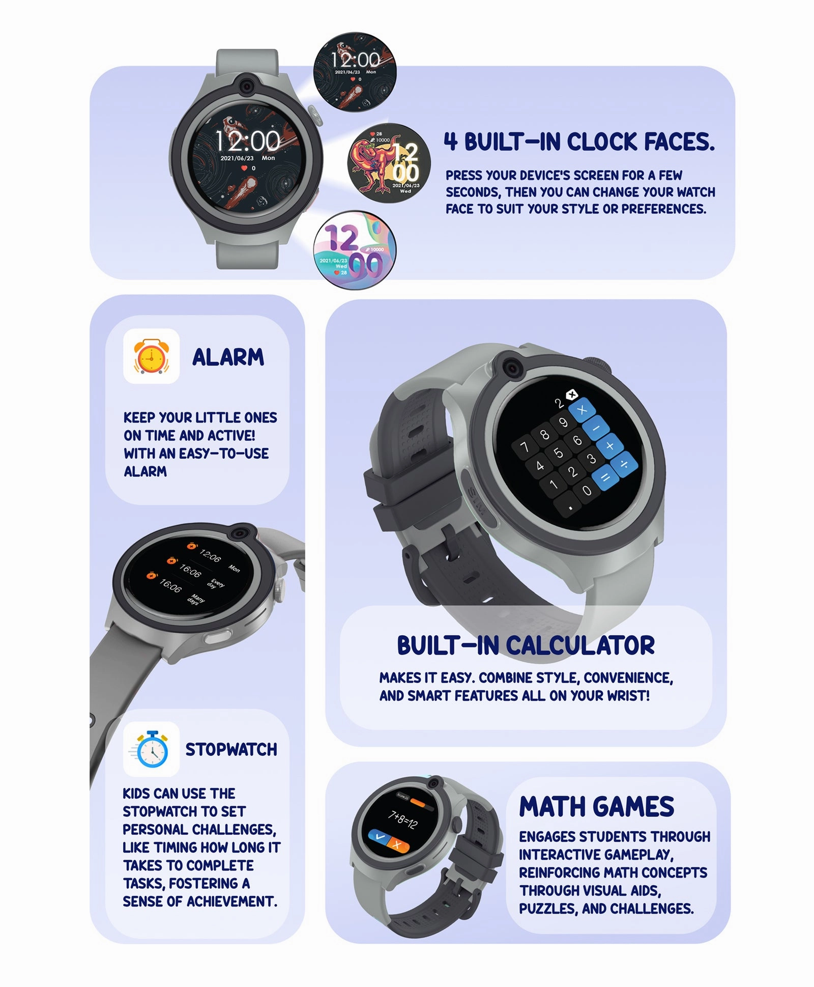Spiky Cacus 4g Video & Voice Calling Smartwatch with GPS  - Purple