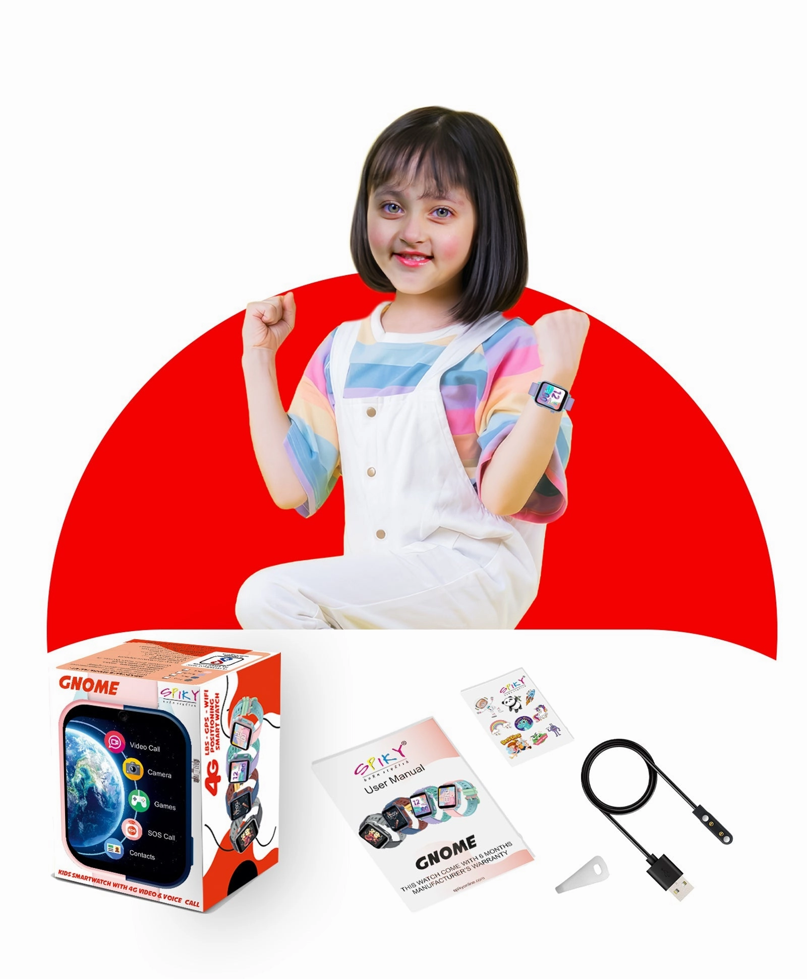 Spiky GNOME 4g Video & Voice Calling Smartwatch with - Blue