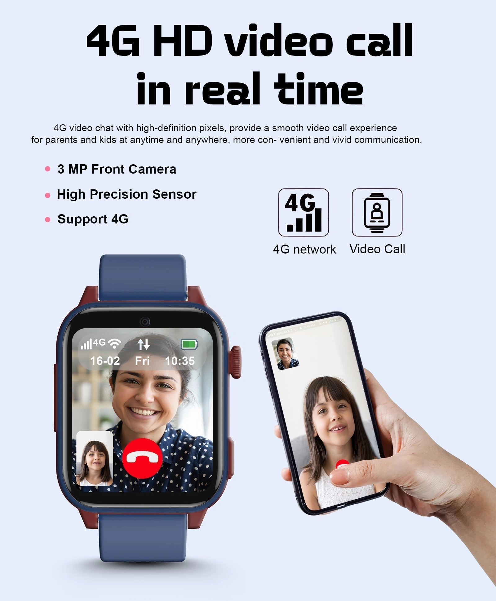 Spiky GNOME 4g Video & Voice Calling Smartwatch with - Pink
