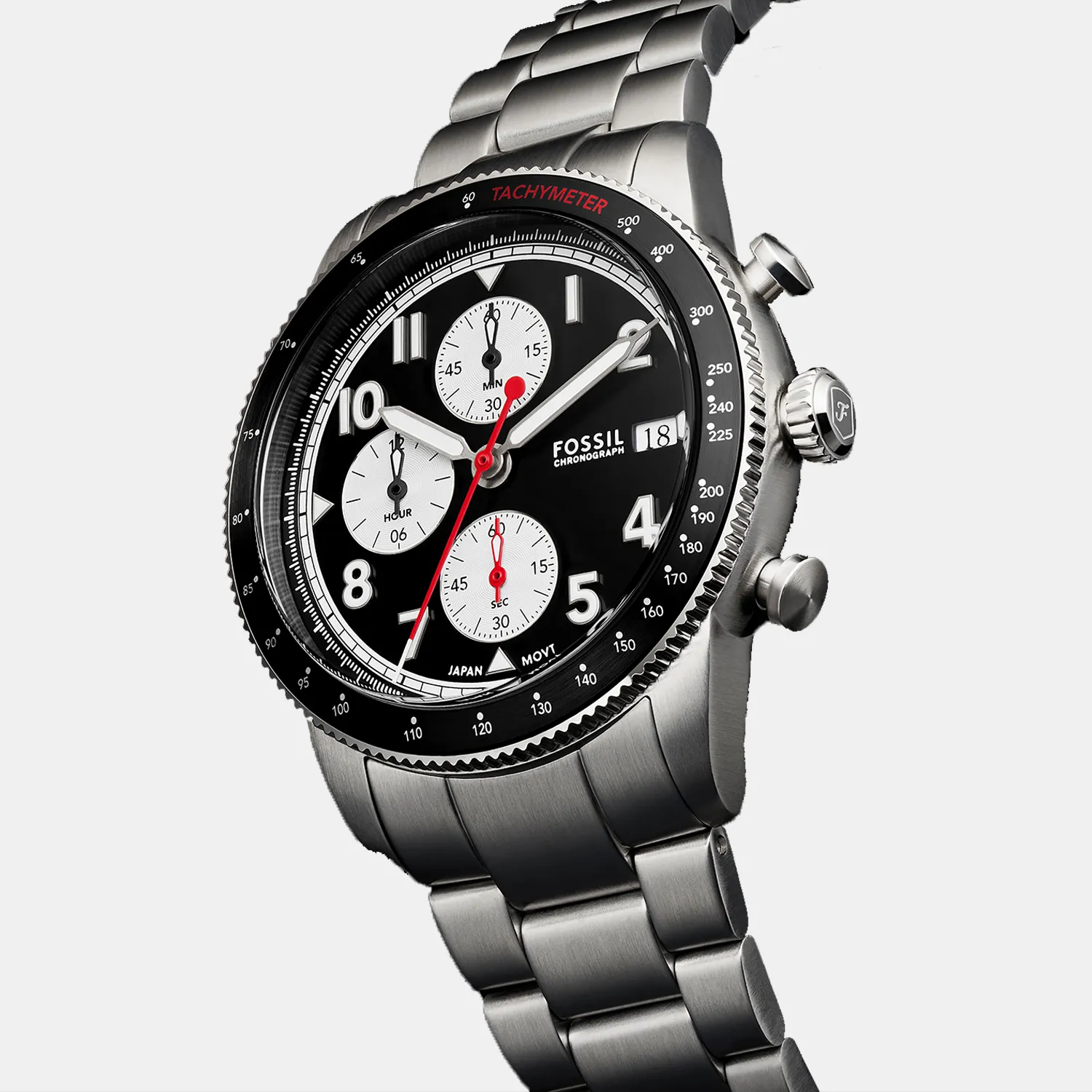 Sport Tourer Men Quartz Black Dial Chronograph Stainless Steel Watch FS6045
