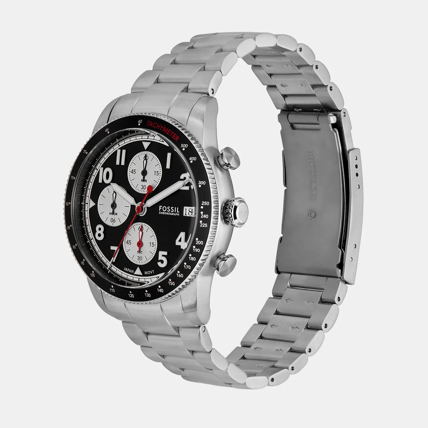 Sport Tourer Men Quartz Black Dial Chronograph Stainless Steel Watch FS6045