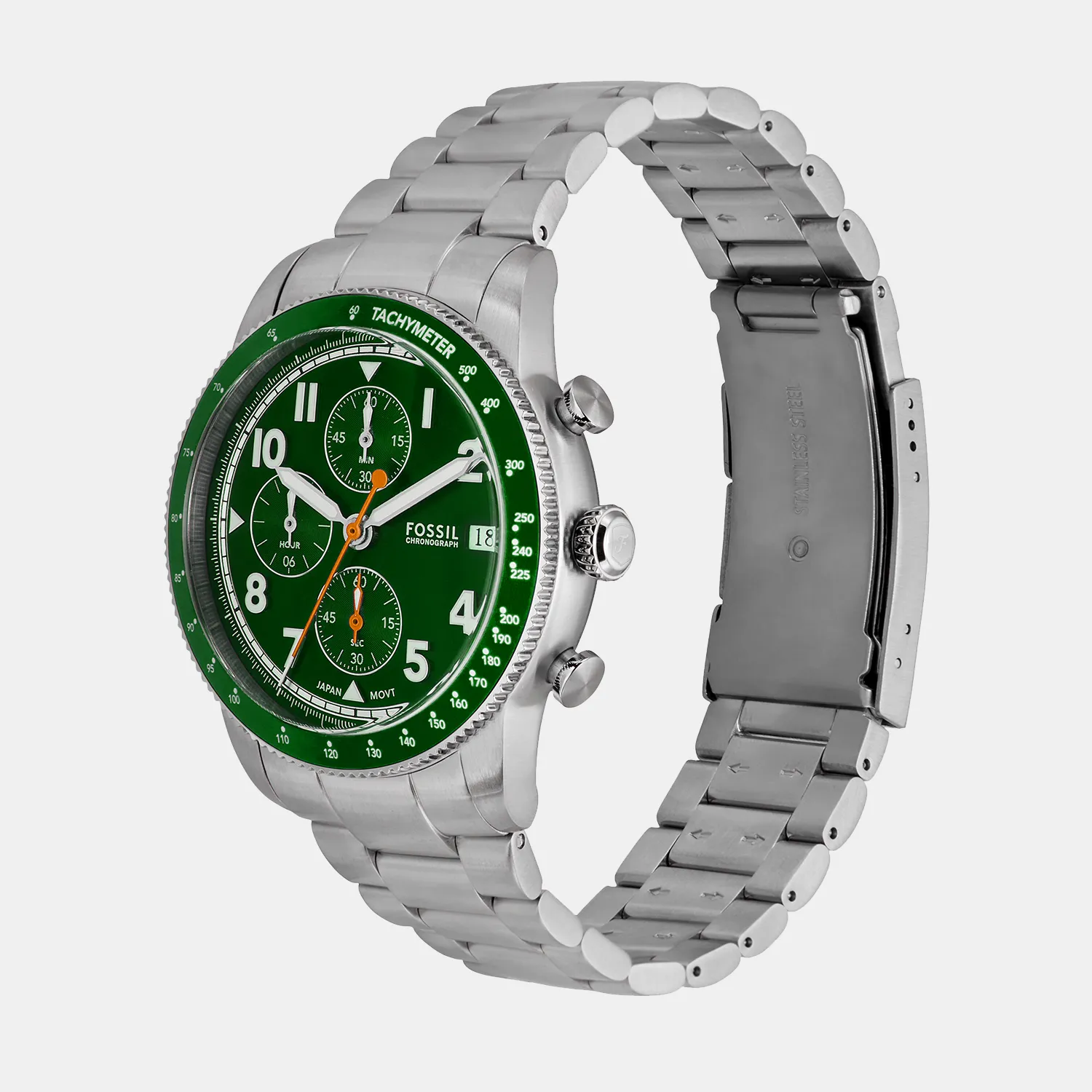 Sport Tourer Men Quartz Green Dial Chronograph Stainless Steel Watch FS6048