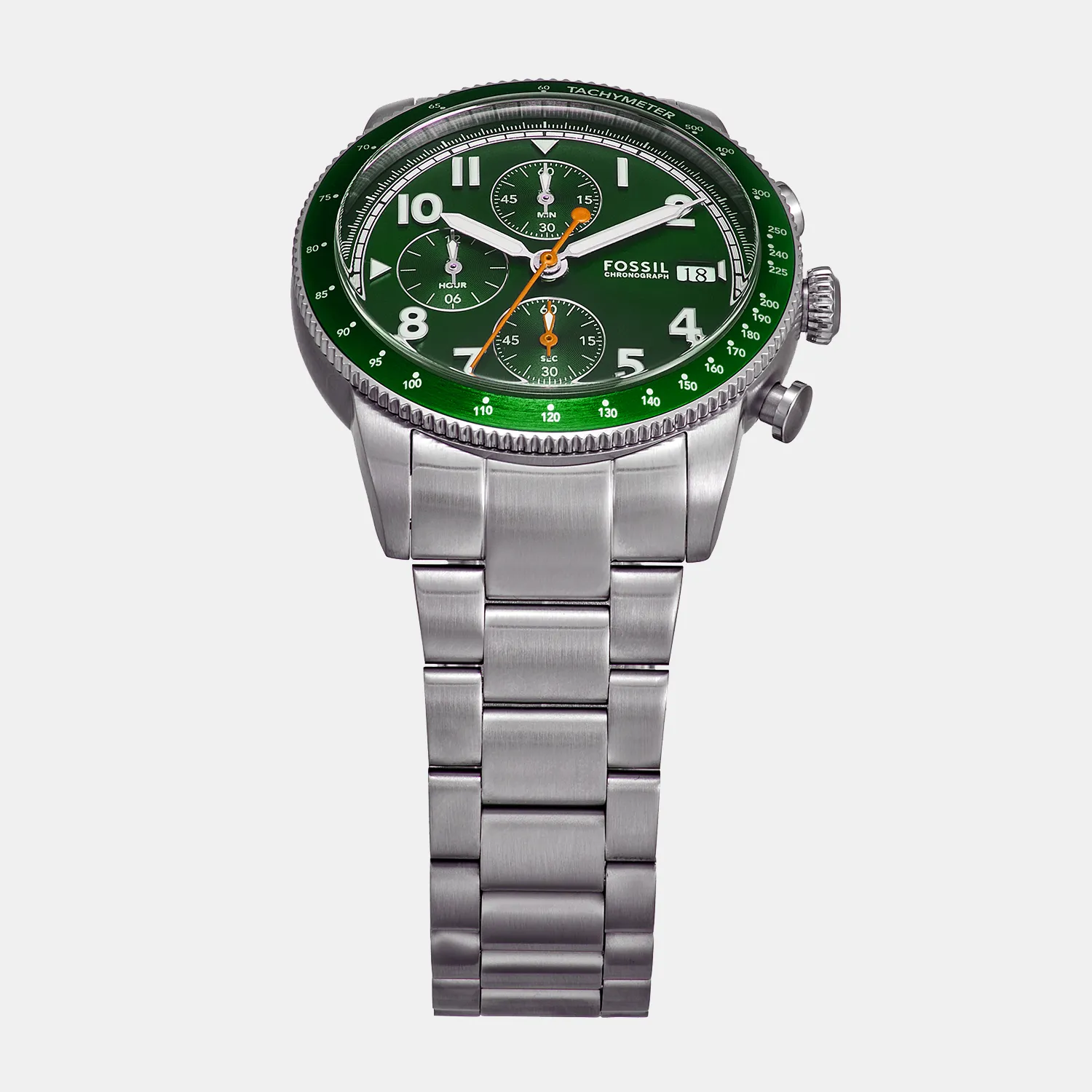 Sport Tourer Men Quartz Green Dial Chronograph Stainless Steel Watch FS6048
