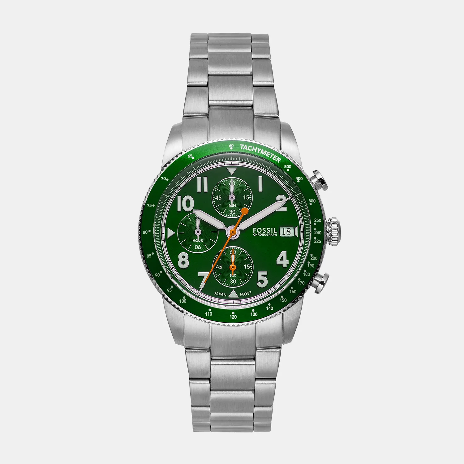 Sport Tourer Men Quartz Green Dial Chronograph Stainless Steel Watch FS6048