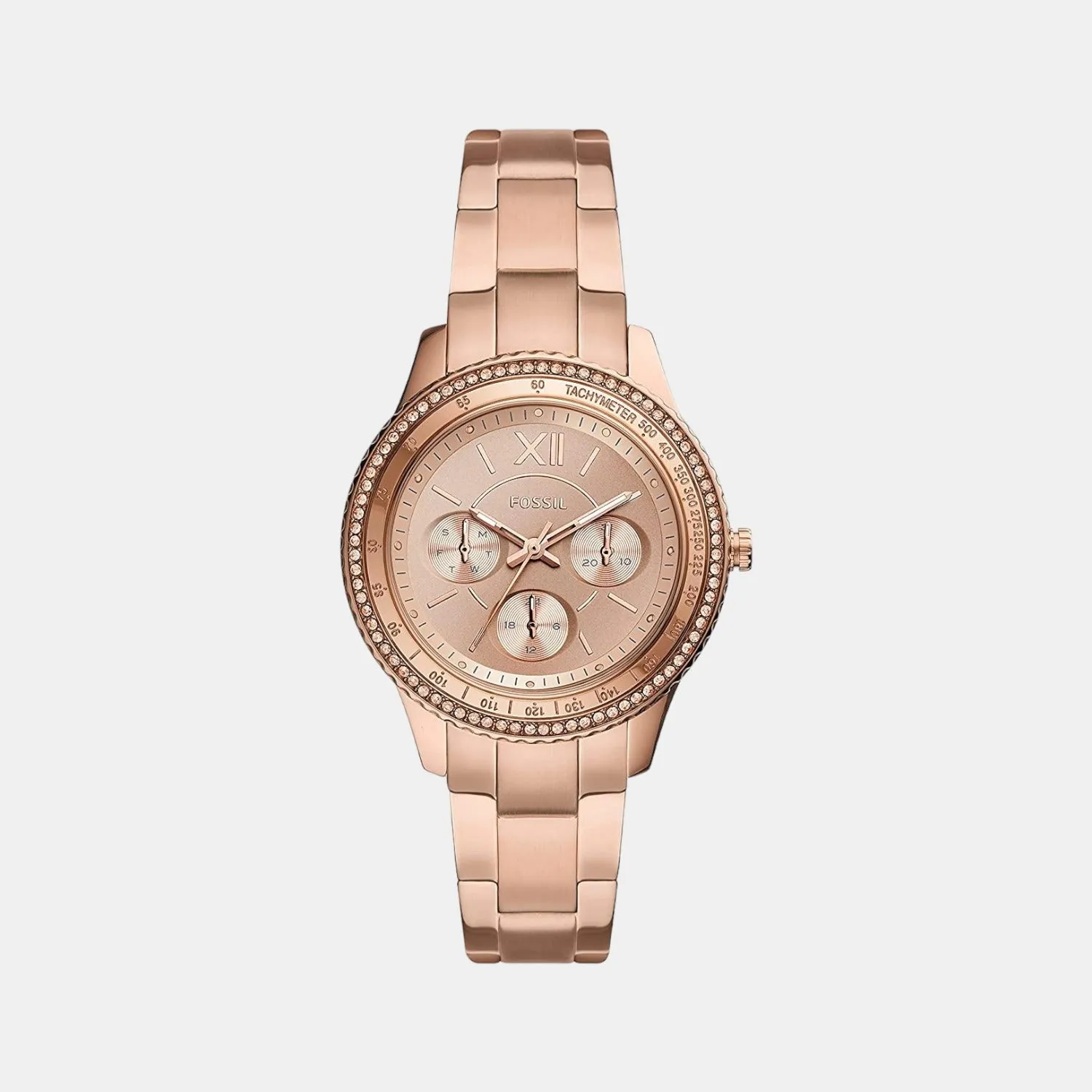 Stella Sport Women Quartz Rose Gold Dial Multi-Function Stainless Steel Watch ES5106
