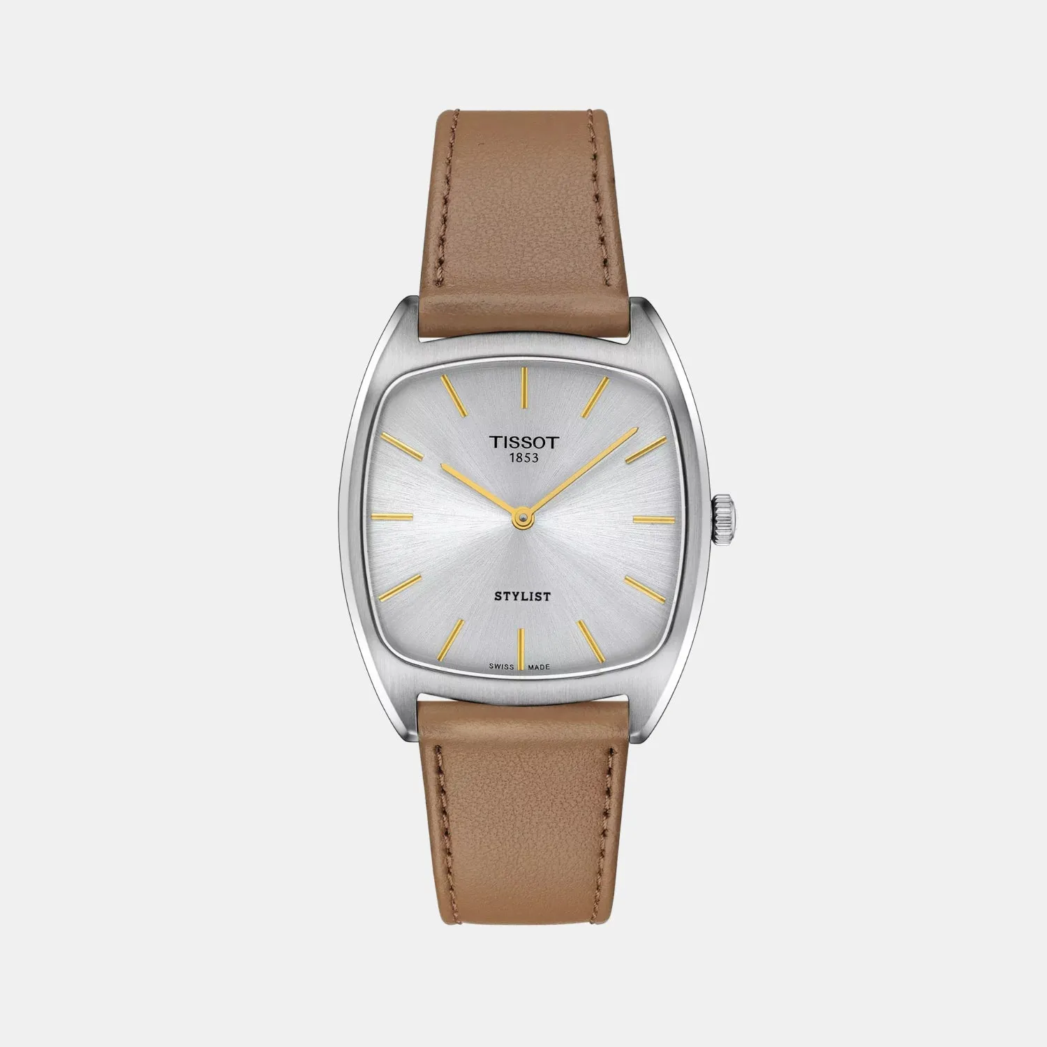Stylist Unisex Quartz Silver Dial Analog Leather Watch T1599091603100