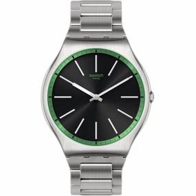 Swatch Men's Watch - The May Quartz Black Dial Stainless Steel Bracelet | SSO7S128G