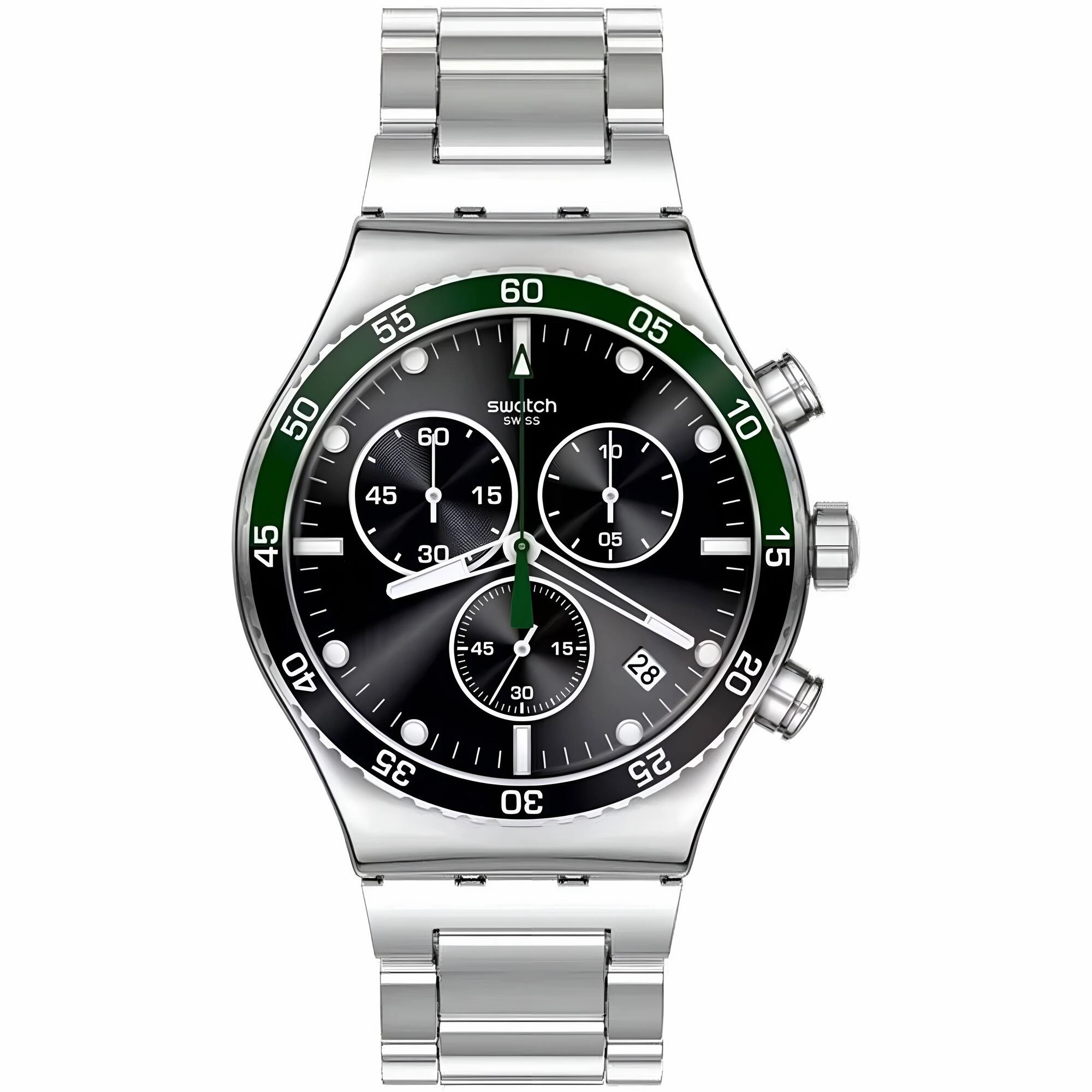 Swatch Unisex Watch - The May Collection Dark Green Irony Chrono Bracelet | YVS506G