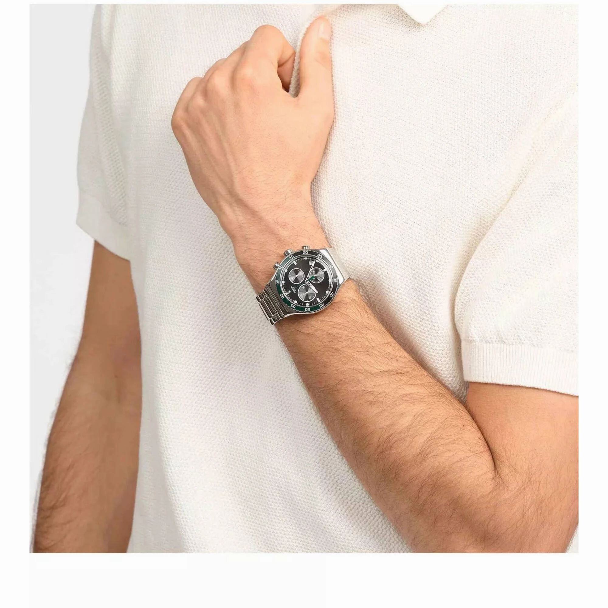 Swatch Unisex Watch - The May Collection Dark Green Irony Chrono Bracelet | YVS506G