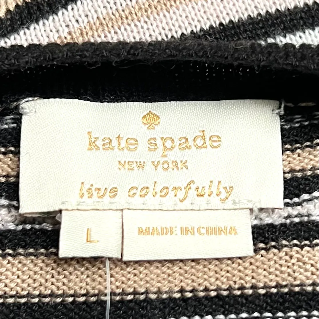 Sweater Cardigan Designer By Kate Spade In Black & Cream, Size: L kate spade
