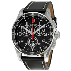 Swiss Army 241444 Men's Classic XLS Black Dial Black Leather Strap Chronograph Watch