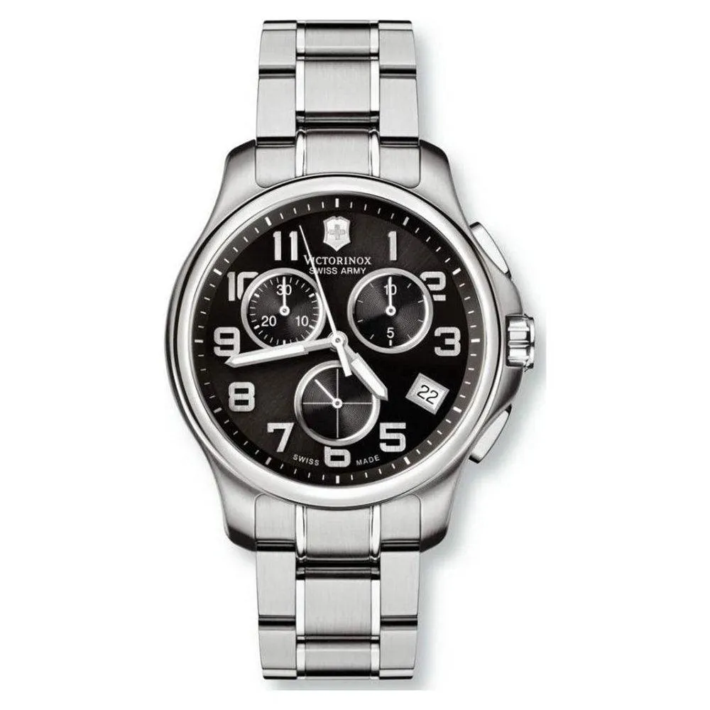 Swiss Army 241453 Men's Officers Black Dial Stainless Steel Chronograph Watch