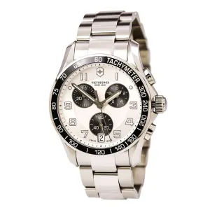Swiss Army 241495 Men's Chrono Classic Black Bezel Silver Dial Steel Bracelet Watch