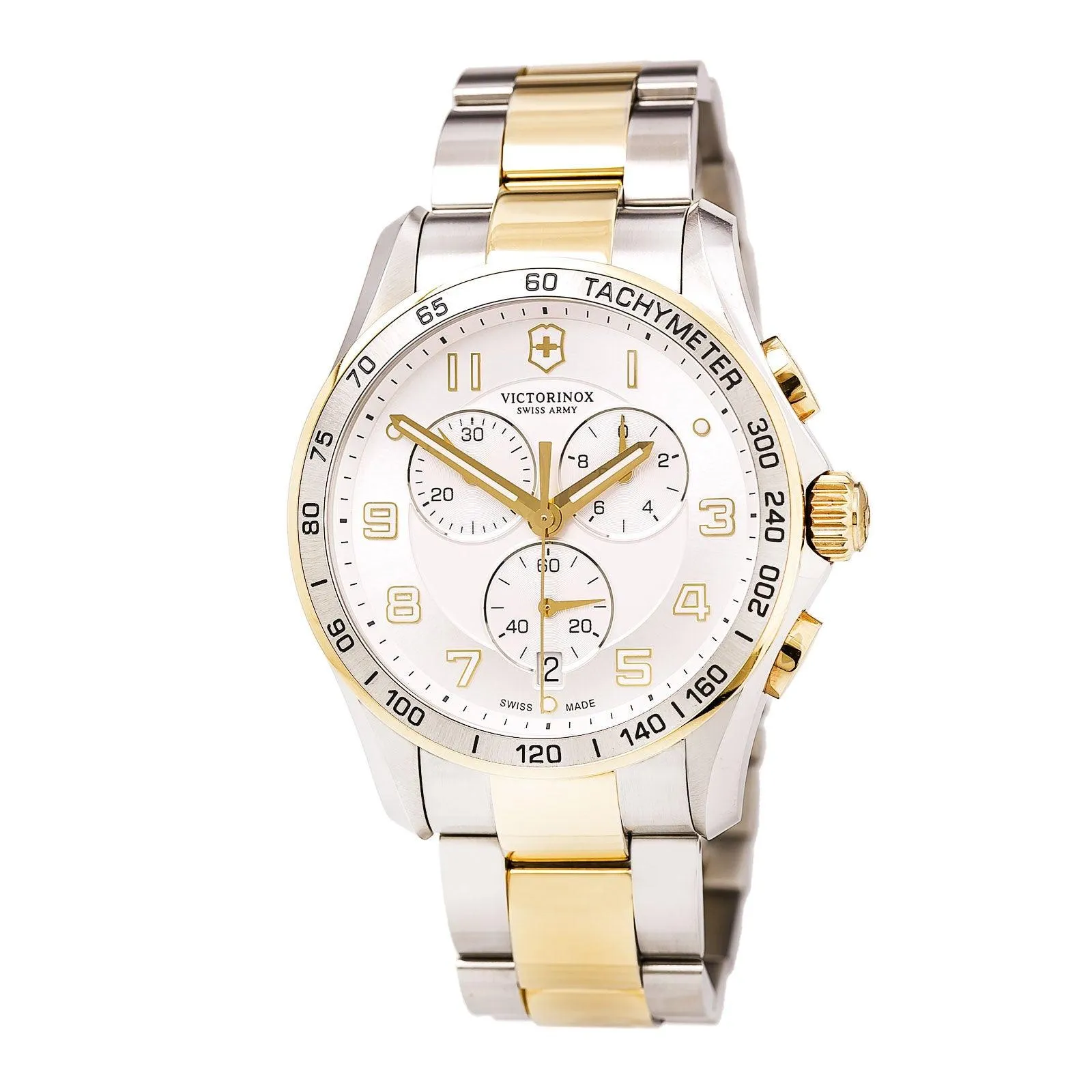 Swiss Army 241687 Men's Classic XLS Chrono Silver Dial Two Tone Steel Watch