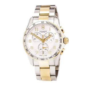 Swiss Army 241687 Men's Classic XLS Chrono Silver Dial Two Tone Steel Watch