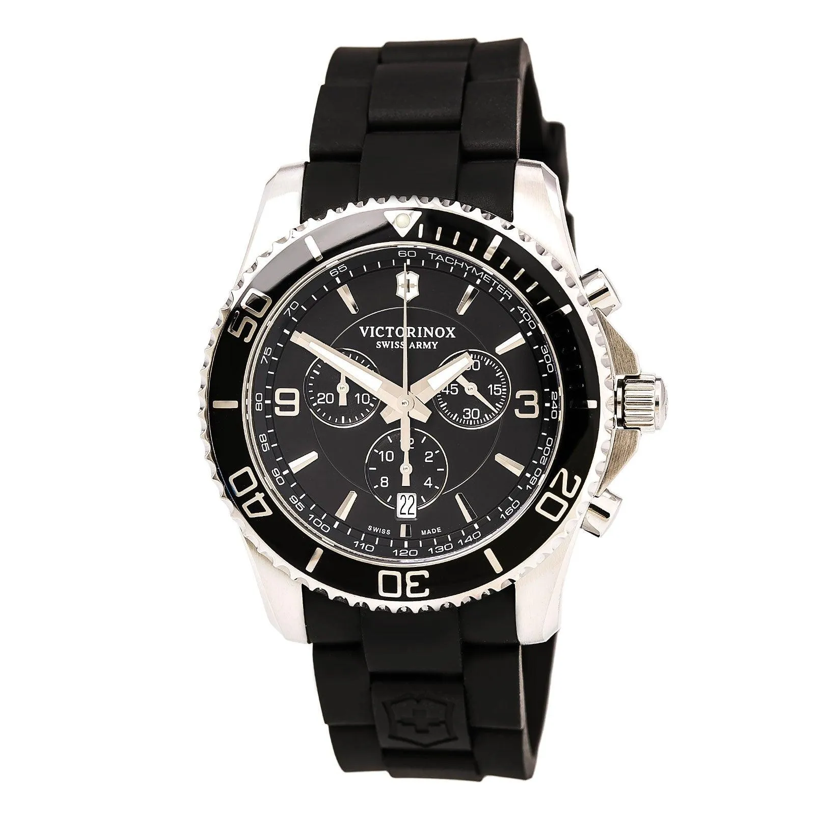 Swiss Army 241696 Men's Maverick Chronograph Black Dial Black Rubber Strap Watch