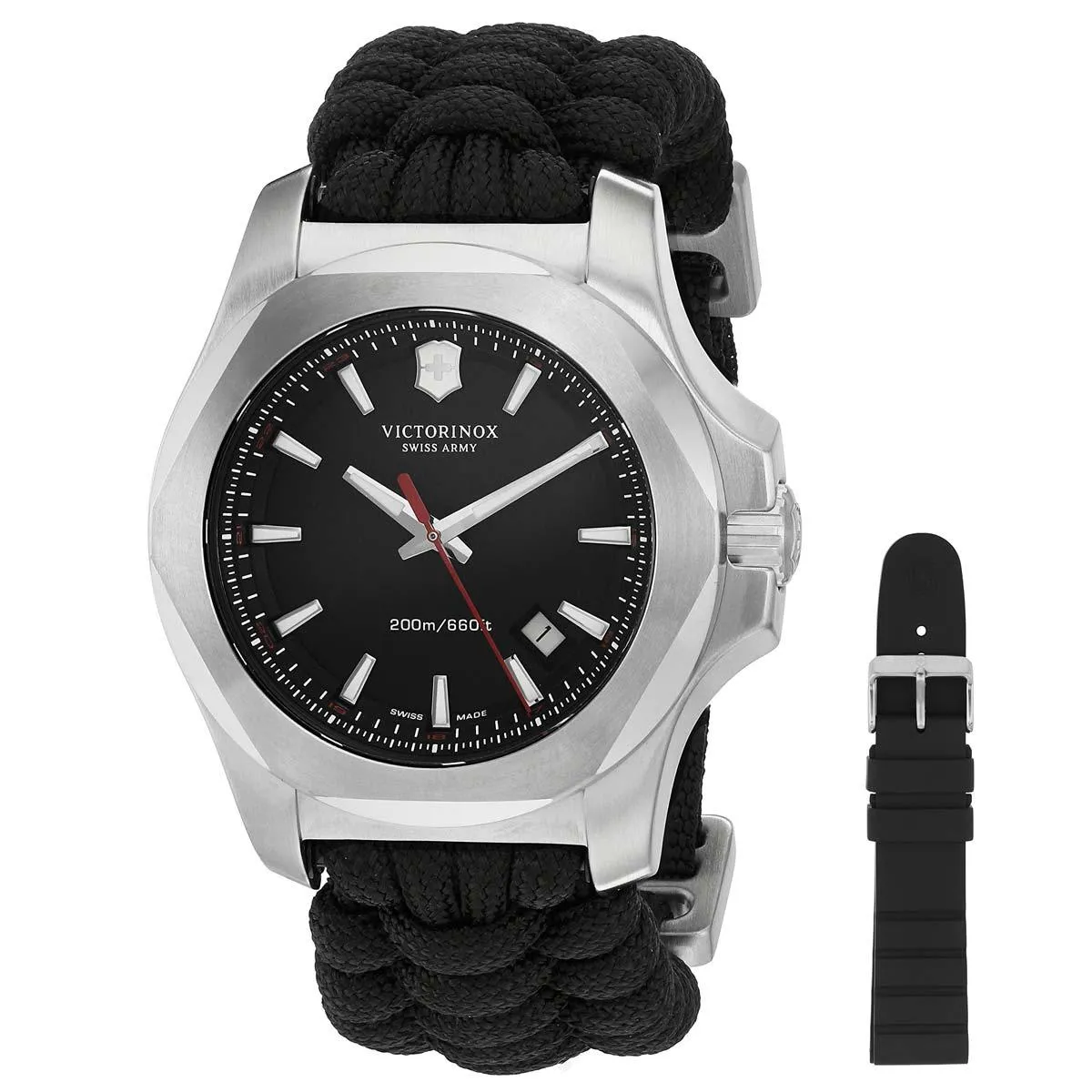 Swiss Army 241726.1 Men's I.N.O.X. Paracord Black Dial Interchangeable Fabric Strap Dive Watch