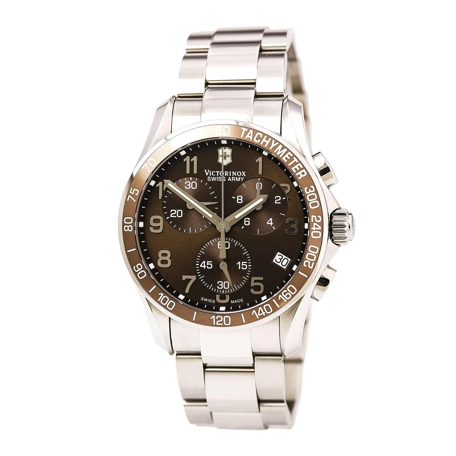 Swiss Army 249011 Men's Chrono Classic Brown Dial Stainless Steel Bracelet Watch