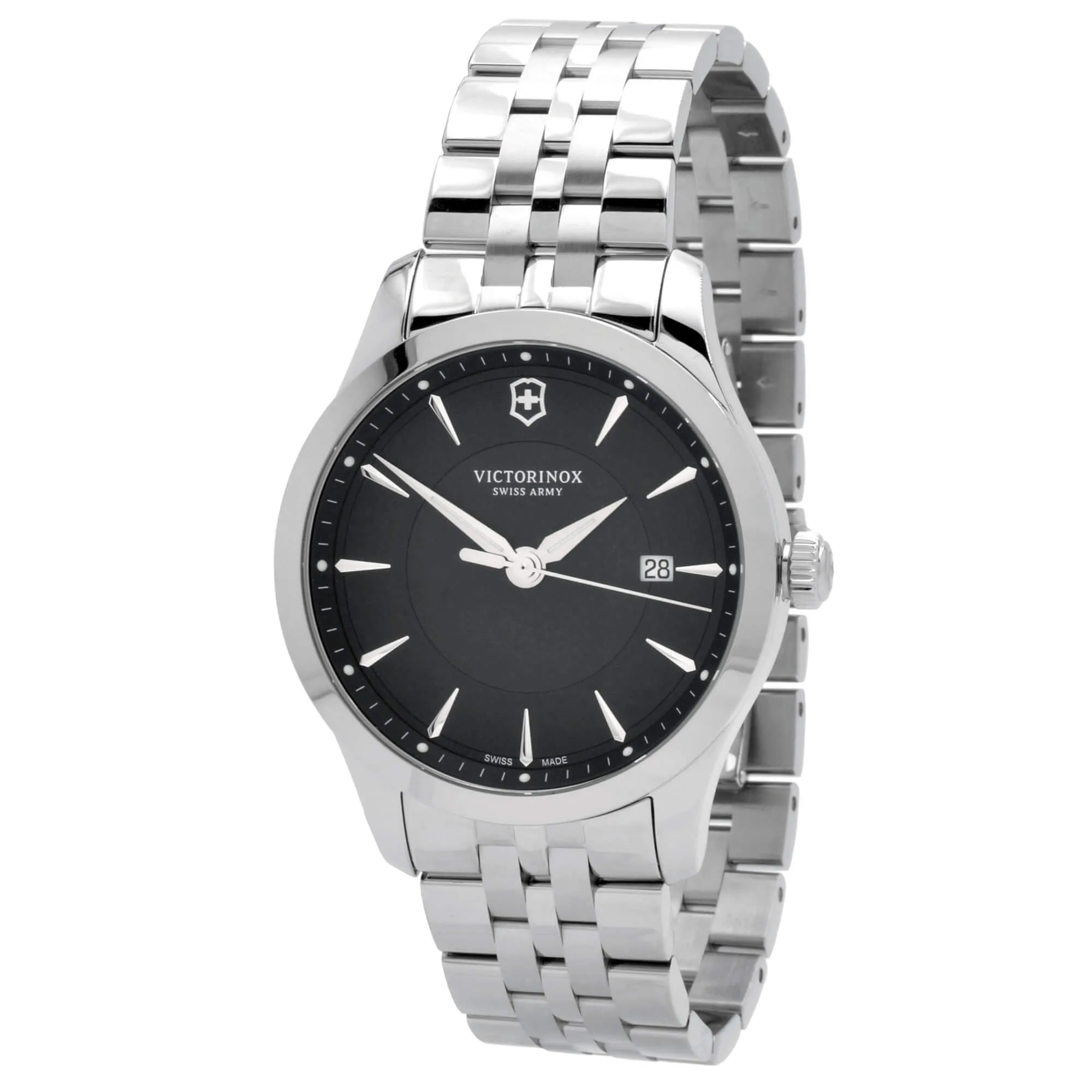 Swiss Army Men's Bracelet Watch - Alliance Black Dial Stainless Steel | 241801