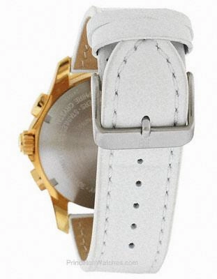 Swiss Army Ladies Gold-Tone Chrono Classic - White Enamel Dial - Leather Strap