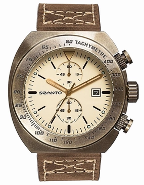 Szanto Mens 4100 Series Chronograph - Cream Dial - Bronze-Tone Case - Strap