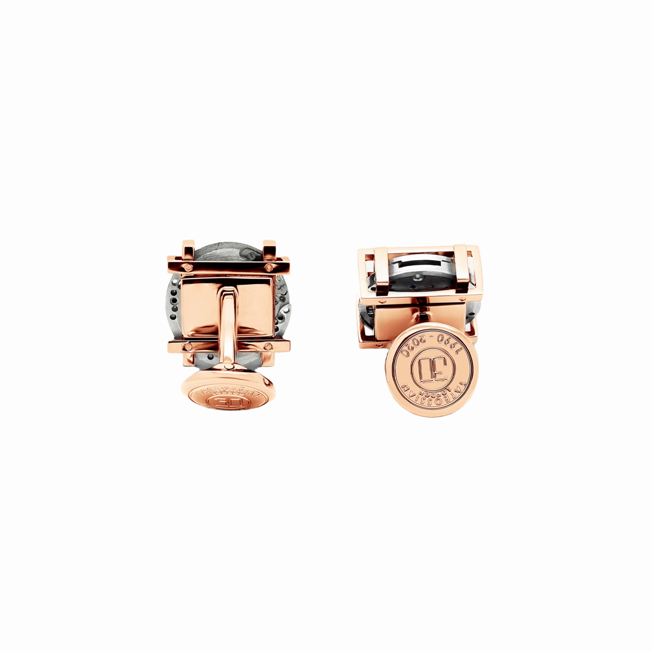 Tateossian Frame Vintage Skeleton cufflinks in rose gold plated stainless steel