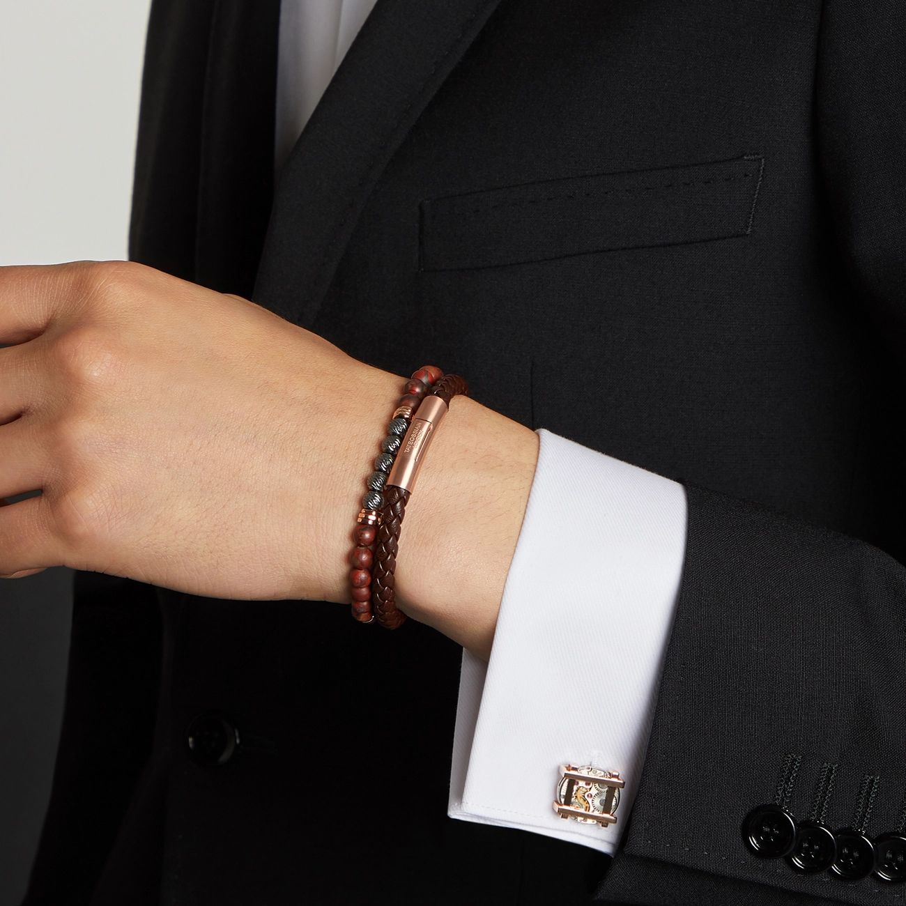 Tateossian Frame Vintage Skeleton cufflinks in rose gold plated stainless steel