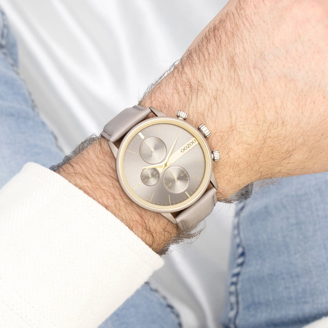 Taupe OOZOO watch with leather strap - C11315