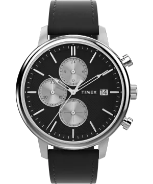Timex Chicago 45mm Leather Black Dial Watch TW2W13100