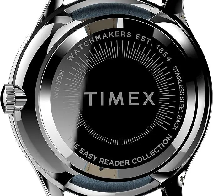 TIMEX EASY READER BLUE LEATHER STRAP WATCH TW2V25300