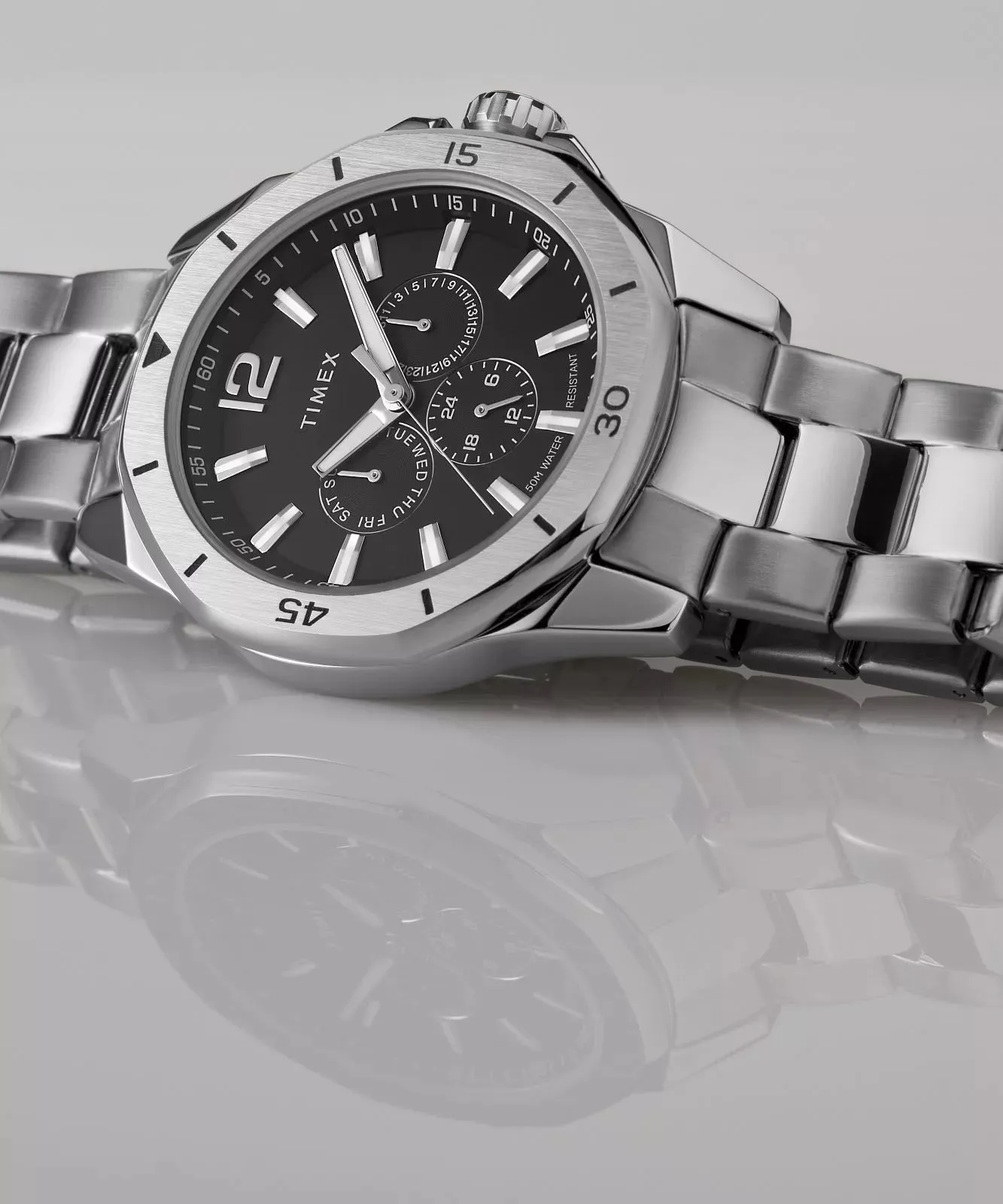 Timex Essex 44mm Stainless Steel Black Dial Watch TW2W79900