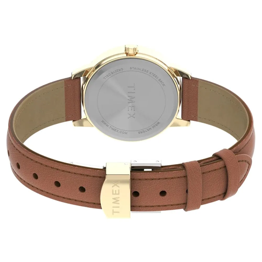Timex Indiglo Brown Leather Strap Unisex Watch TW2V69200