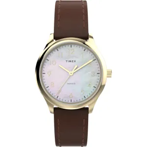 Timex Indiglo Easy Reader Brown Leather Strap Women Watch TW2W15700