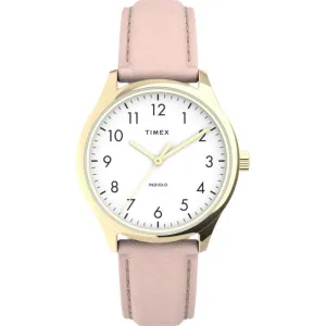 Timex Indiglo White Dial Pink Leather Strap Women Watch TW2V25200