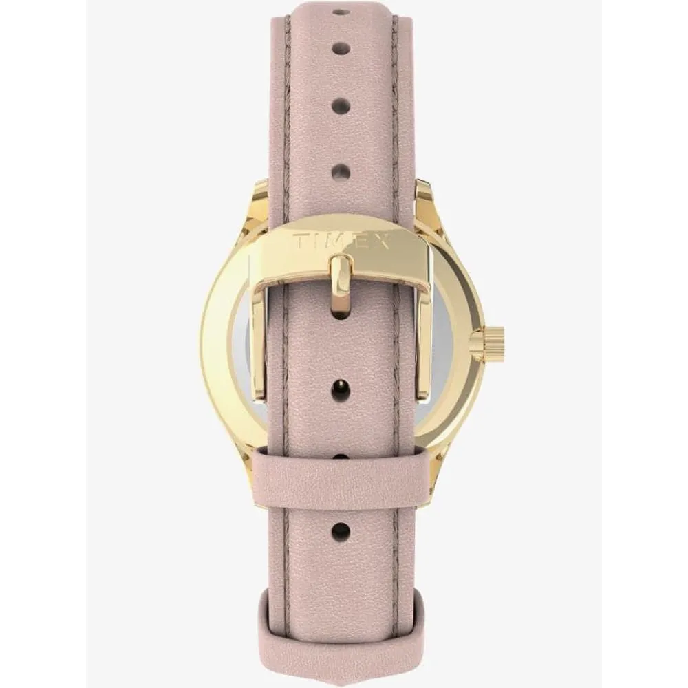 Timex Indiglo White Dial Pink Leather Strap Women Watch TW2V25200