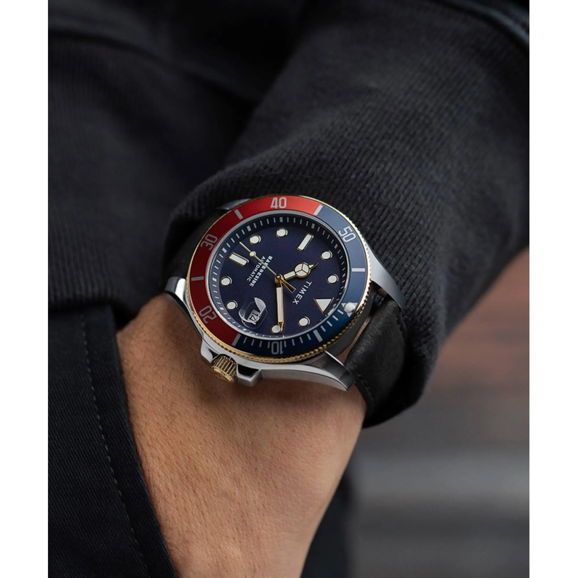 Timex Men's Automatic Watch - Harborside Coast Blue Dial Black Strap | TW2V72200VQ