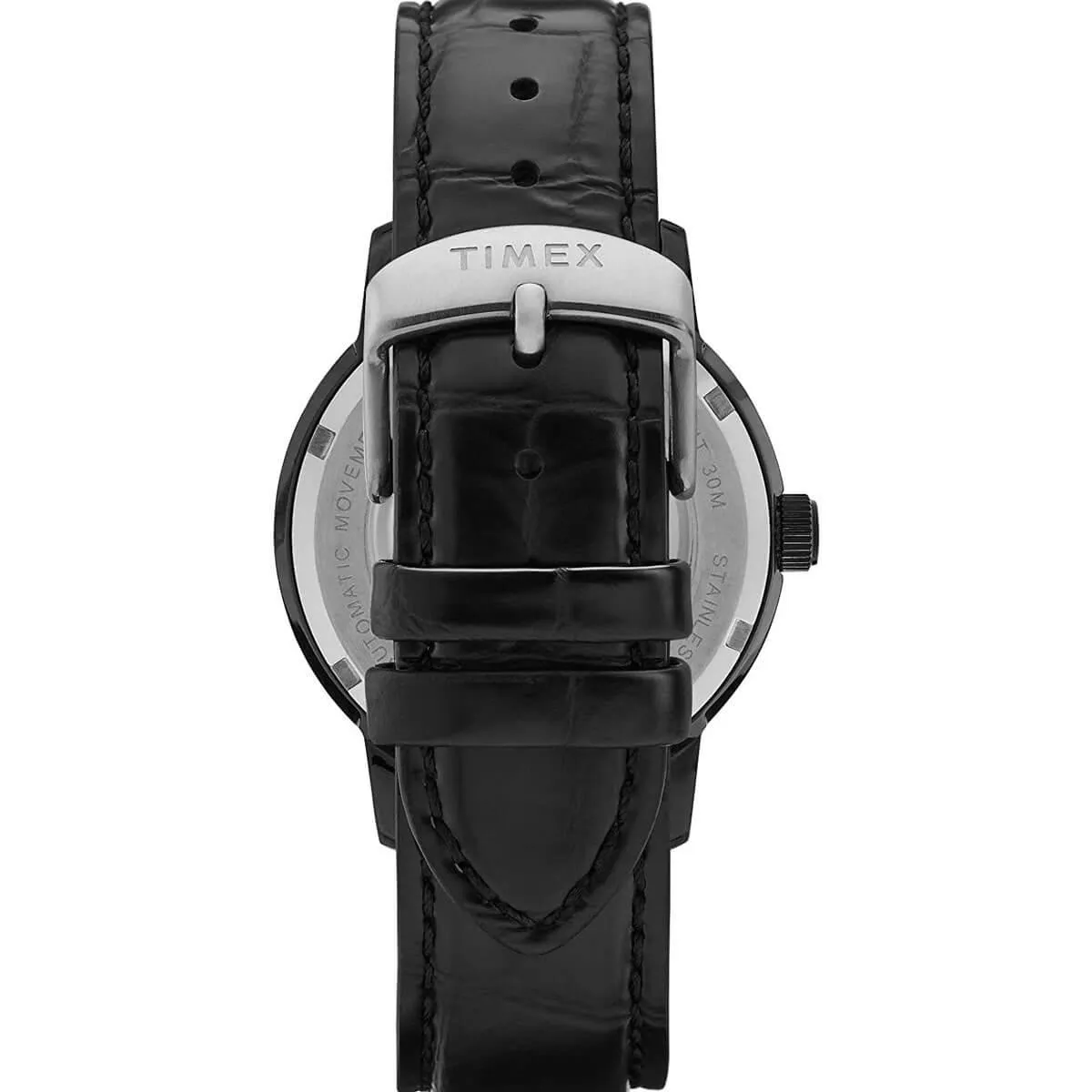 Timex Men's Automatic Watch - Marlin Black Dial Leather Strap | TW2U11700ZV