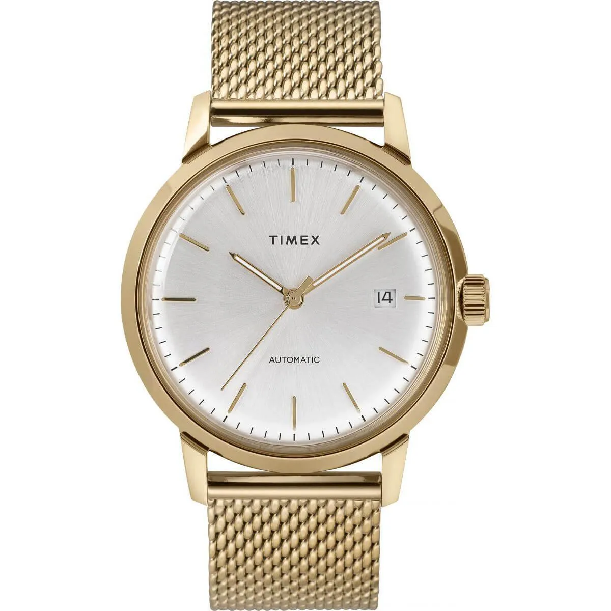 Timex Men's Automatic Watch - Marlin Silver Dial Yellow Gold Bracelet | TW2T34600ZV