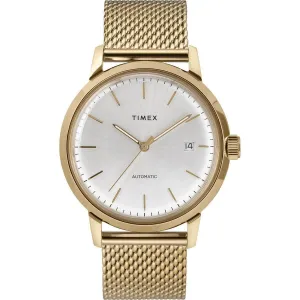 Timex Men's Automatic Watch - Marlin Silver Dial Yellow Gold Bracelet | TW2T34600ZV