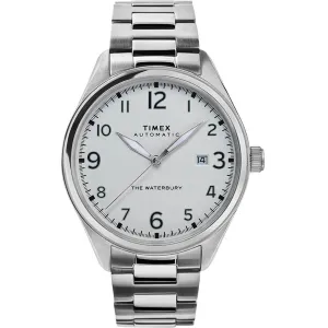 Timex Men's Automatic Watch - Waterbury White Dial Silver Bracelet | TW2T69700VQ