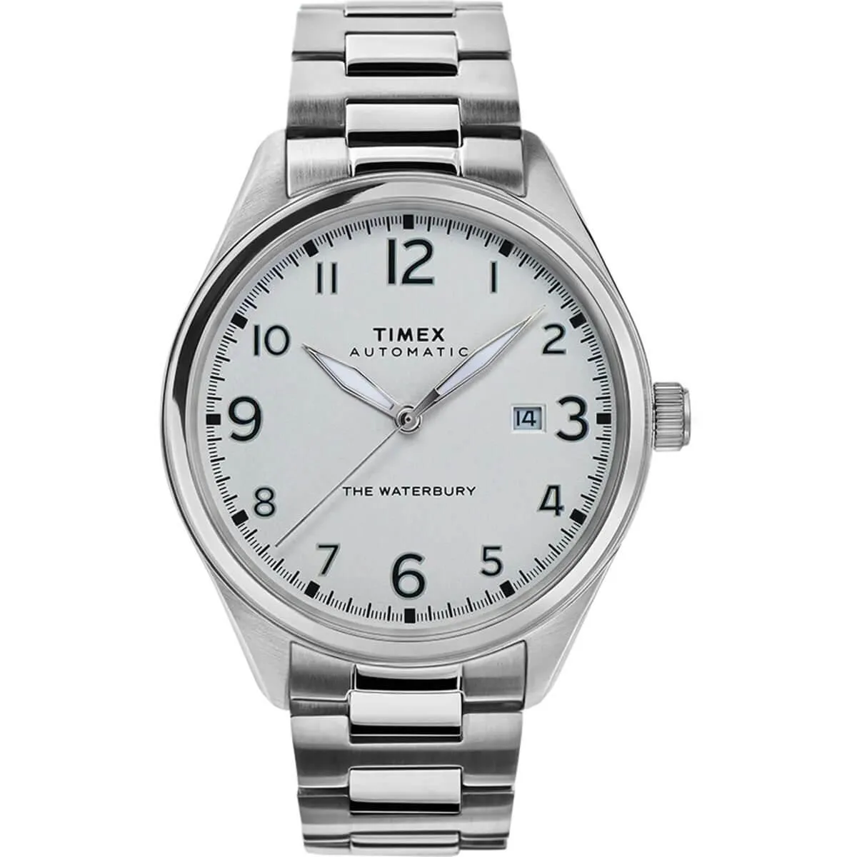 Timex Men's Automatic Watch - Waterbury White Dial Silver Bracelet | TW2T69700VQ