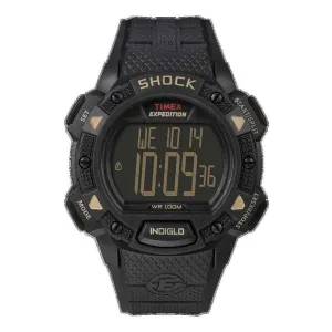 Timex Men's Chronograph Watch - Expedition Shock Black Dial Resin Strap | T49896JV