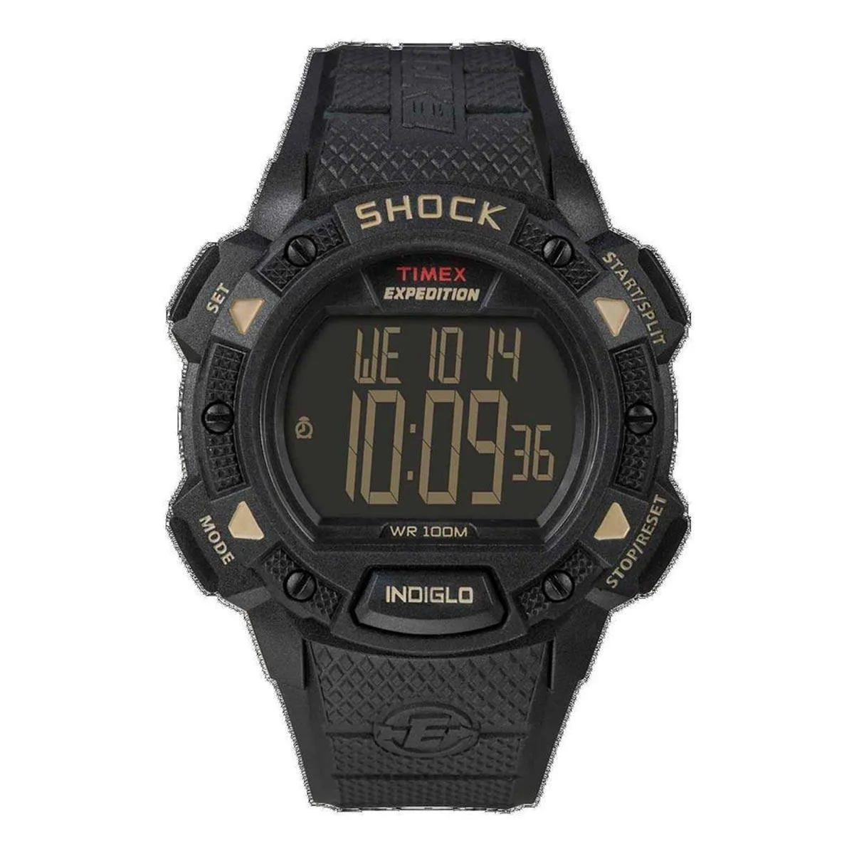 Timex Men's Chronograph Watch - Expedition Shock Black Dial Resin Strap | T49896JV