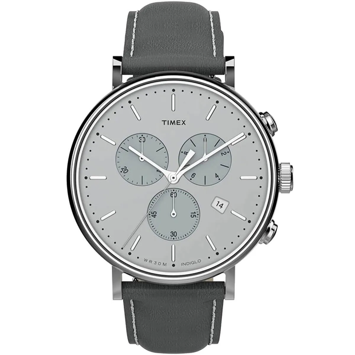 Timex Men's Chronograph Watch - Fairfield Silver Dial Grey Strap | TW2T67500VQ