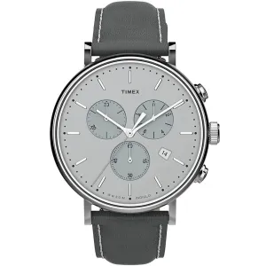 Timex Men's Chronograph Watch - Fairfield Silver Dial Grey Strap | TW2T67500VQ