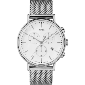Timex Men's Chronograph Watch - Fairfield White Dial Mesh Bracelet | TW2R27100VQ