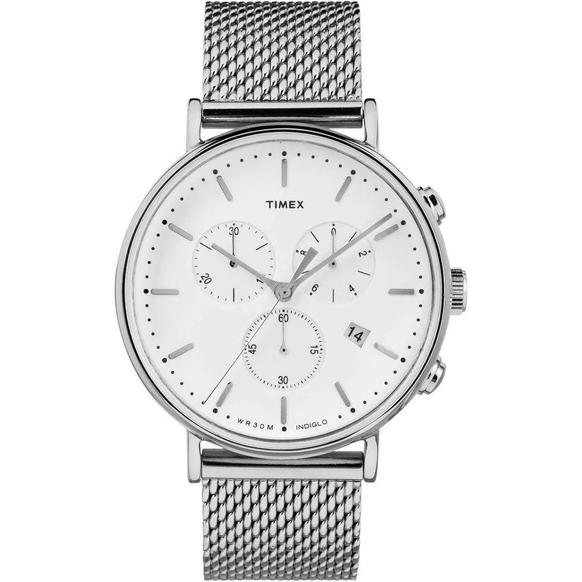 Timex Men's Chronograph Watch - Fairfield White Dial Mesh Bracelet | TW2R27100VQ