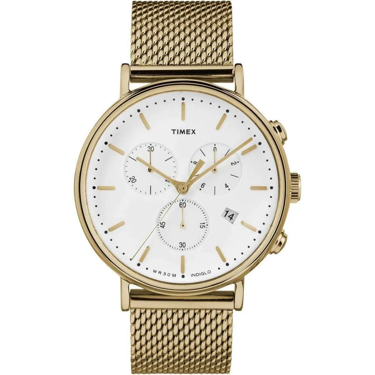 Timex Men's Chronograph Watch - Fairfield Yellow Gold Mesh Bracelet | TW2R27200VQ